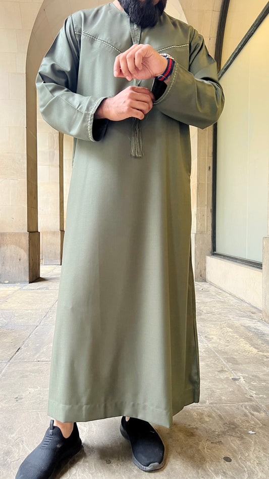 SUNAN - Emirati Style Thobe Olive