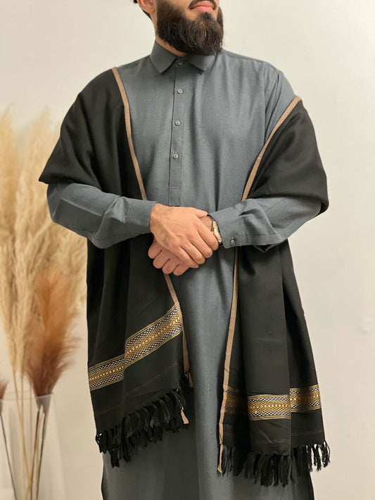 SUNAN Premium Kashmir Wool Shawl - Black
