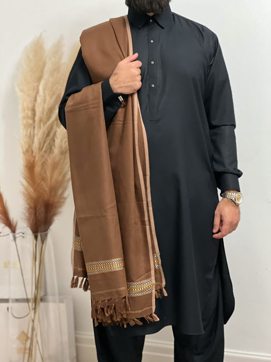 SUNAN Premium Kashmir Wool Shawl - Brown