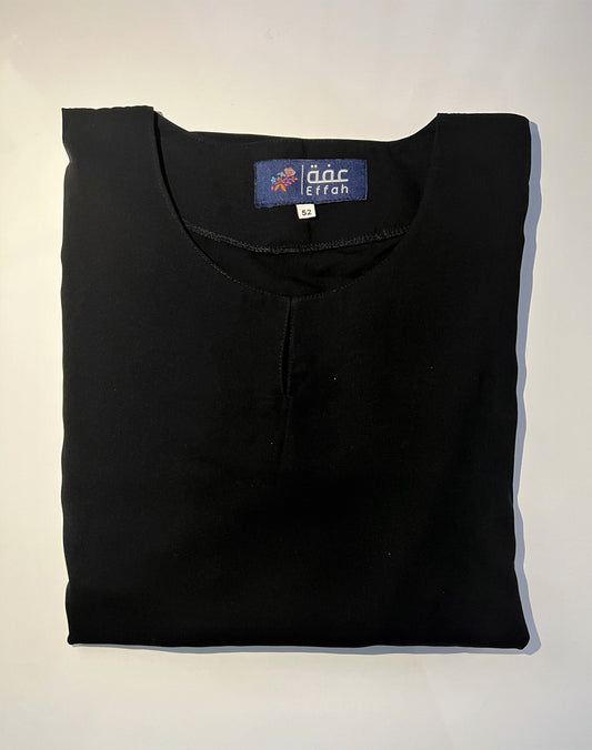 EFFAH - Plain Black Dual Pocket Abaya