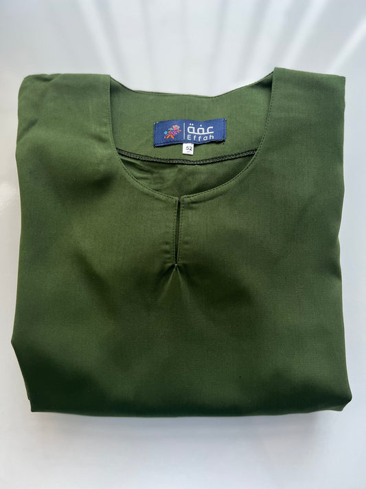 EFFAH - Plain Green Dual Pocket Abaya
